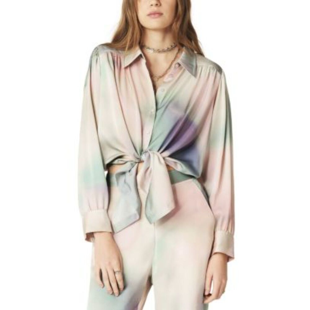 Ba&Sh Partha Tie Dye Tie Front Blouse Large